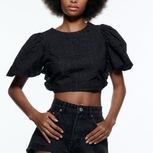SOLD- ZARA eyelet crop top